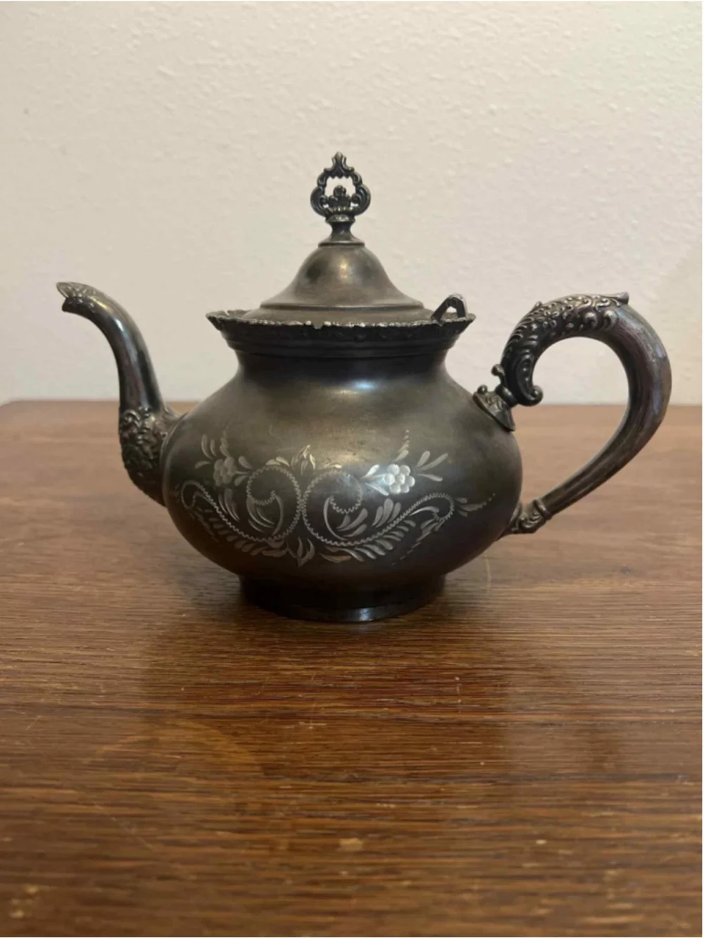 Antique Barbour Quadruple Plate Teapot #468 Victorian Silverplate Floral Engrave